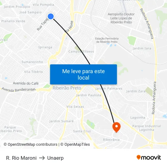 R. Rio Maroni to Unaerp map