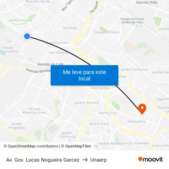 Av. Gov. Lucas Nogueira Garcez to Unaerp map