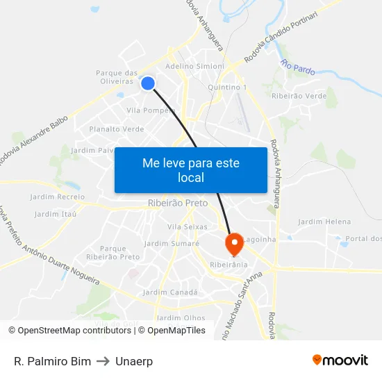 R. Palmiro Bim to Unaerp map