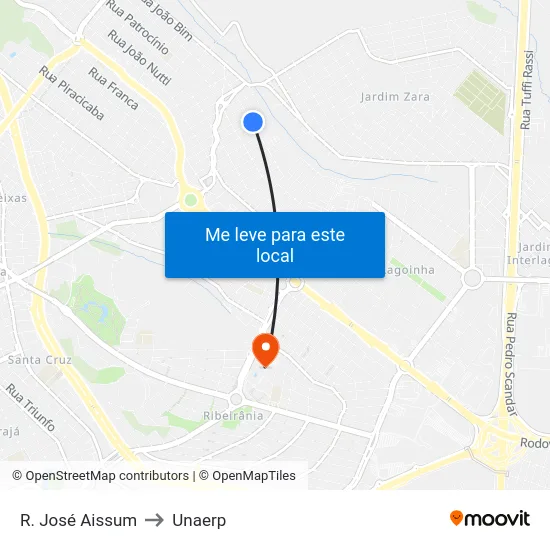 R. José Aissum to Unaerp map