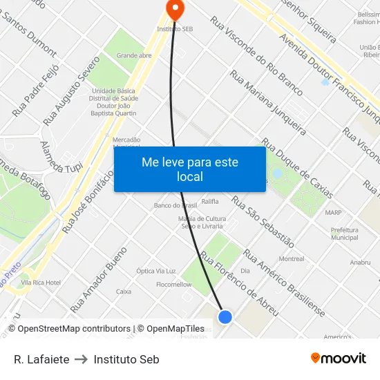 R. Lafaiete to Instituto Seb map