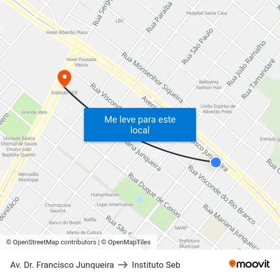 Av. Dr. Francisco Junqueira to Instituto Seb map