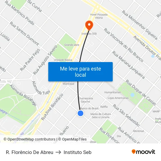 R. Florêncio De Abreu to Instituto Seb map