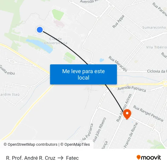 R. Prof. André R. Cruz to Fatec map
