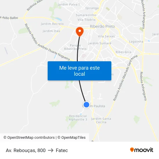 Av. Rebouças, 800 to Fatec map