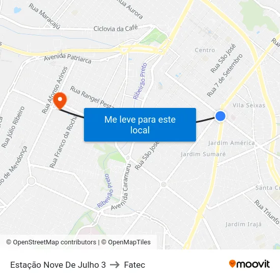 Estação Nove De Julho 3 to Fatec map