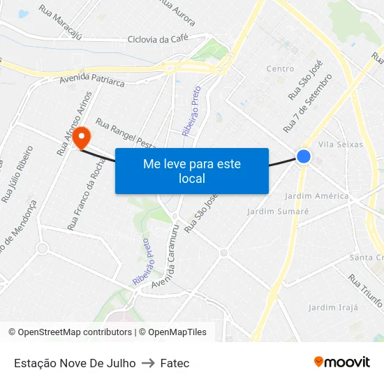 Estação Nove De Julho to Fatec map