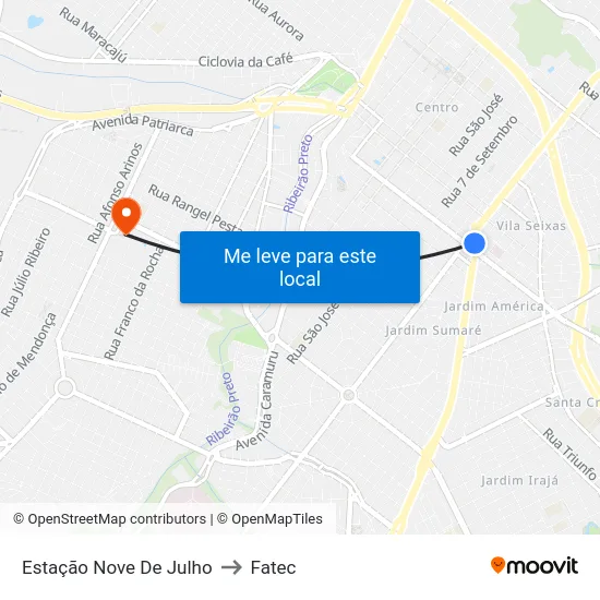 Estação Nove De Julho to Fatec map