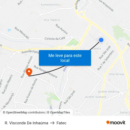 R. Visconde De Inhaúma to Fatec map