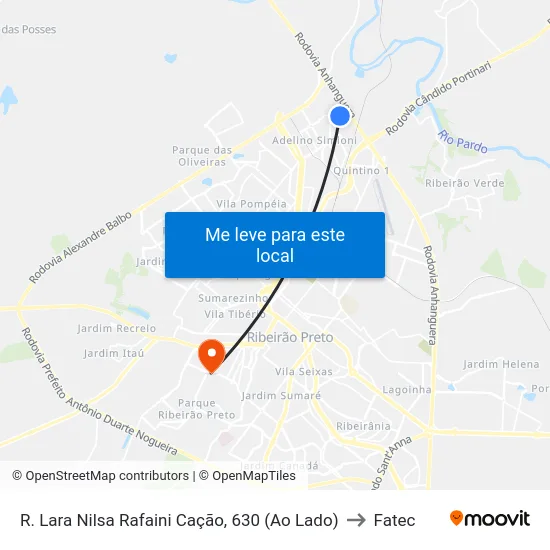 R. Lara Nilsa Rafaini Cação, 630 (Ao Lado) to Fatec map