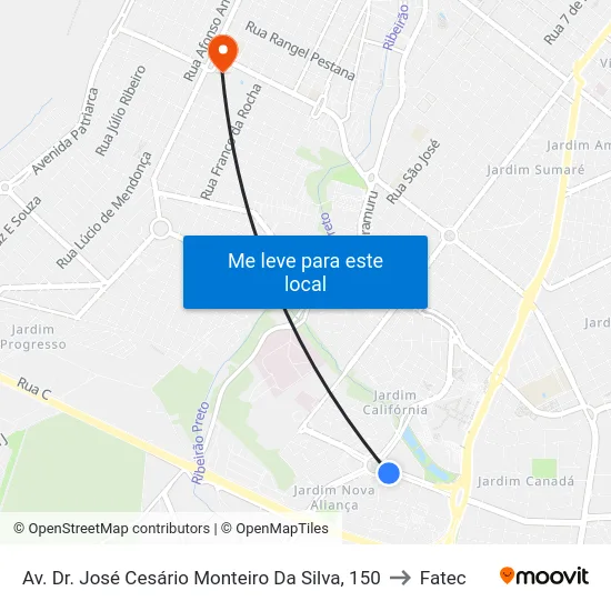 Av. Dr. José Cesário Monteiro Da Silva, 150 to Fatec map