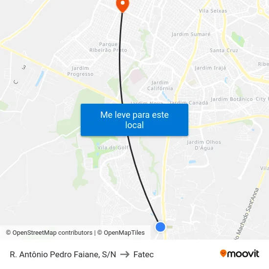 R. Antônio Pedro Faiane, S/N to Fatec map