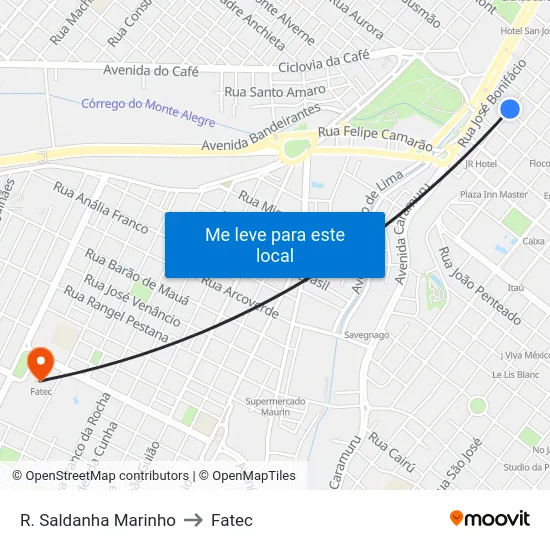 R. Saldanha Marinho to Fatec map