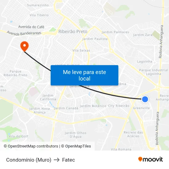Condomínio (Muro) to Fatec map