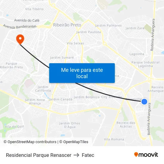 Residencial Parque Renascer to Fatec map