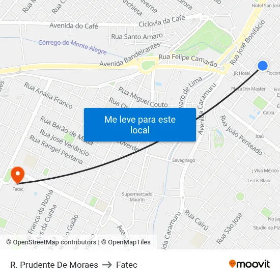 R. Prudente De Moraes to Fatec map