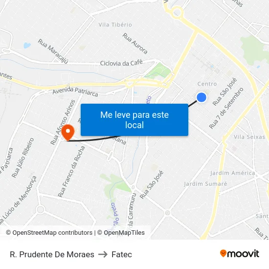 R. Prudente De Moraes to Fatec map
