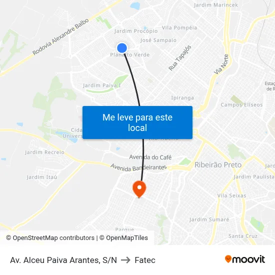 Av. Alceu Paiva Arantes, S/N to Fatec map