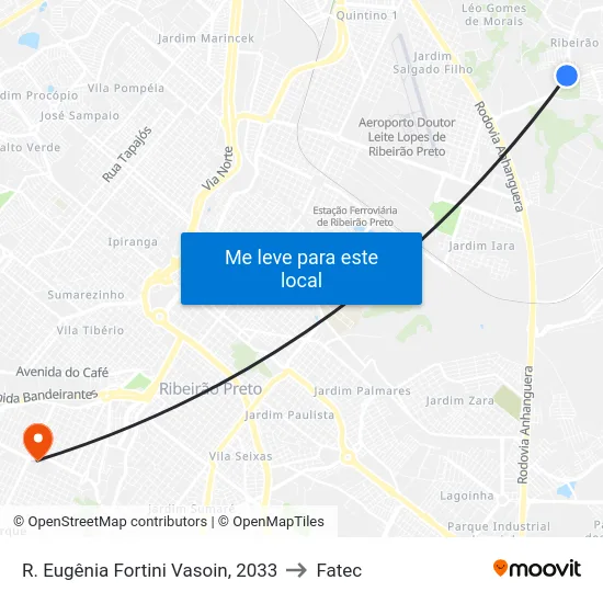R. Eugênia Fortini Vasoin, 2033 to Fatec map