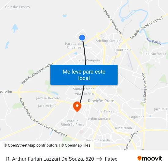 R. Arthur Furlan Lazzari De Souza, 520 to Fatec map
