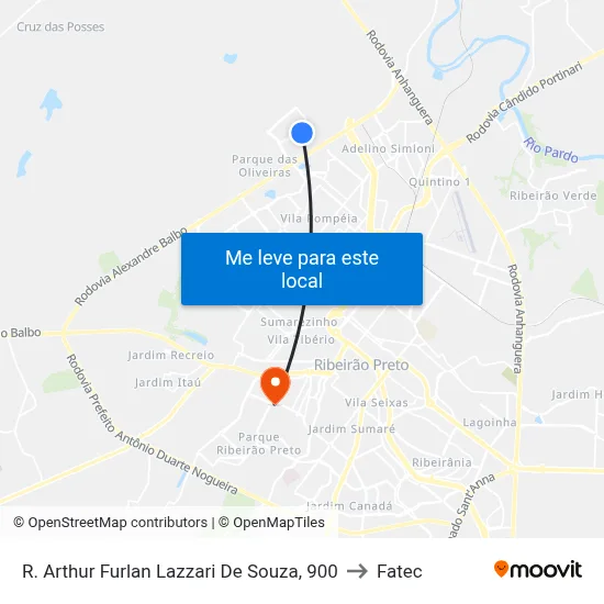 R. Arthur Furlan Lazzari De Souza, 900 to Fatec map