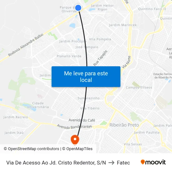 Via De Acesso Ao Jd. Cristo Redentor, S/N to Fatec map