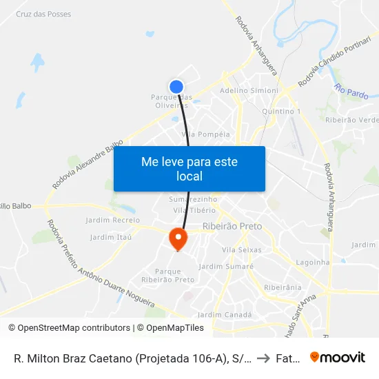 R. Milton Braz Caetano (Projetada 106-A), S/N to Fatec map