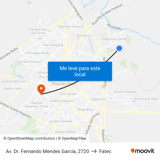 Av. Dr. Fernando Mendes Garcia, 2720 to Fatec map