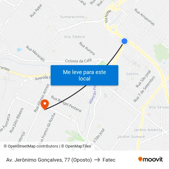 Av. Jerônimo Gonçalves, 77 (Oposto) to Fatec map