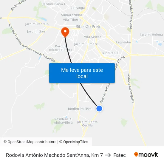 Rodovia  Antônio Machado Sant'Anna, Km 7 to Fatec map