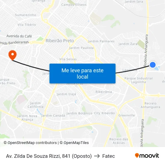 Av. Zilda De Souza Rizzi, 841 (Oposto) to Fatec map