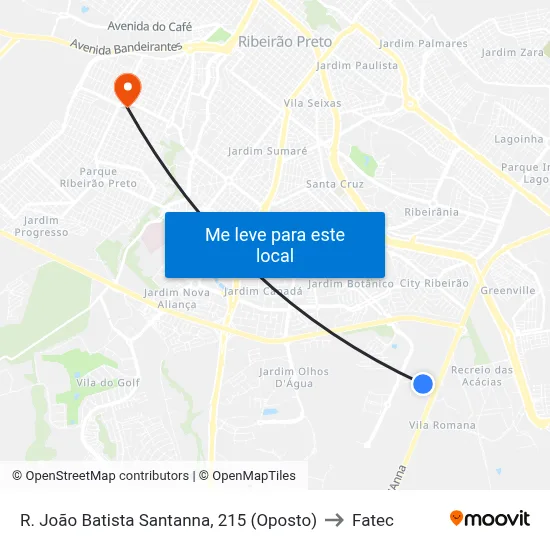 R.  João Batista Santanna, 215 (Oposto) to Fatec map