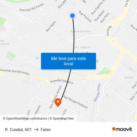 R. Cuiabá, 601 to Fatec map