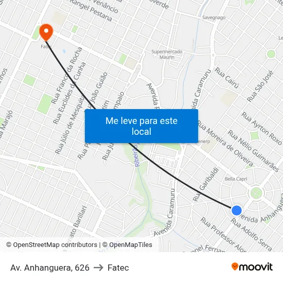 Av. Anhanguera, 626 to Fatec map