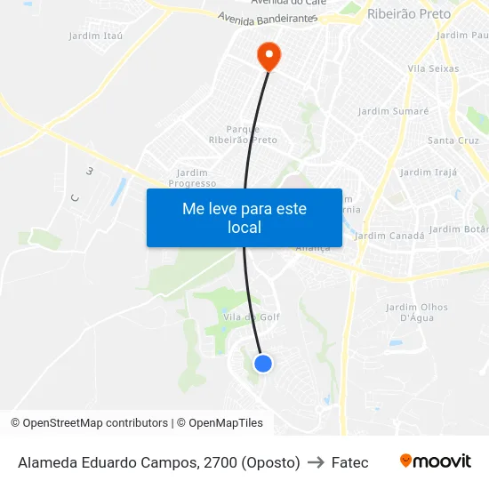 Alameda Eduardo Campos, 2700 (Oposto) to Fatec map