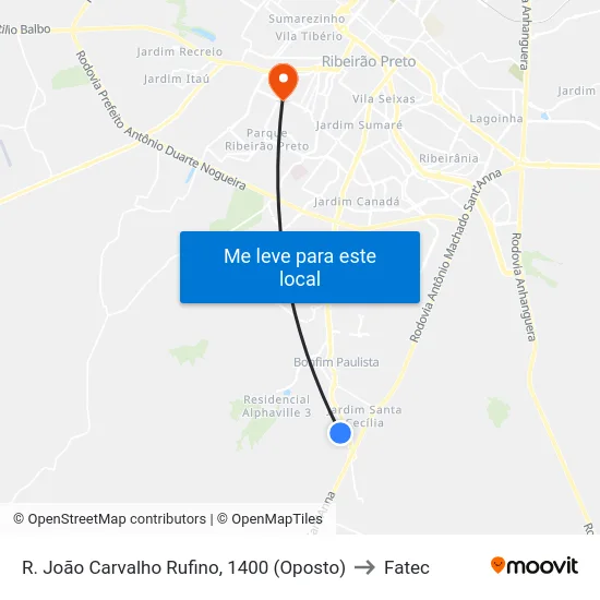 R. João Carvalho Rufino, 1400 (Oposto) to Fatec map