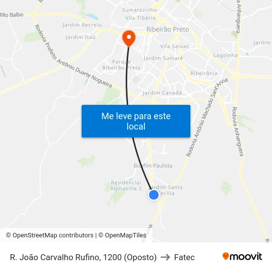 R. João Carvalho Rufino, 1200 (Oposto) to Fatec map