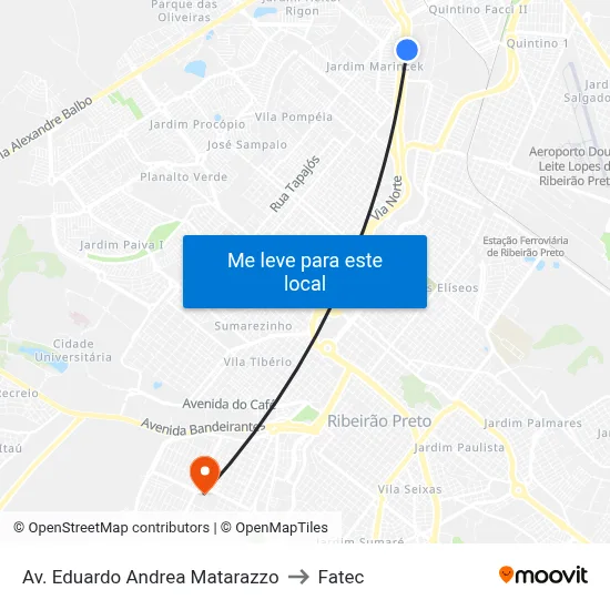 Av. Eduardo Andrea Matarazzo to Fatec map