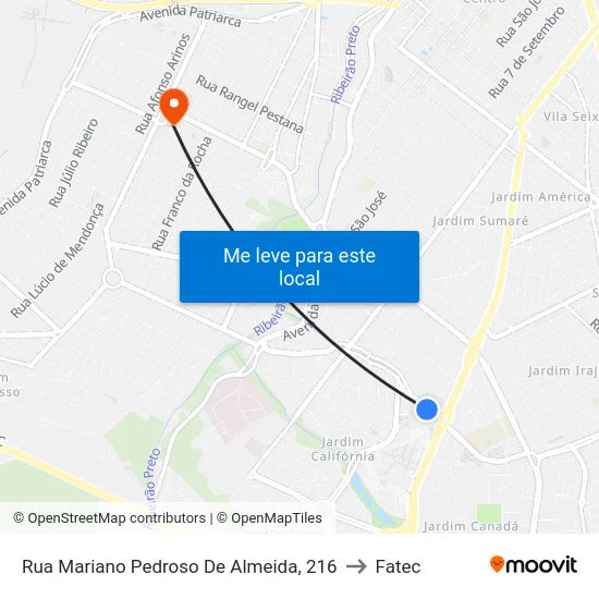 Rua Mariano Pedroso De Almeida, 216 to Fatec map