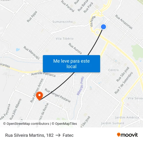 Rua Silveira Martins, 182 to Fatec map