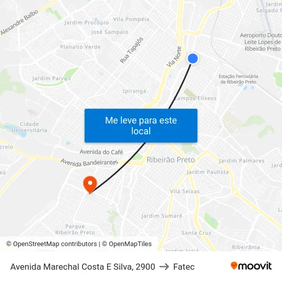 Avenida Marechal Costa E Silva, 2900 to Fatec map