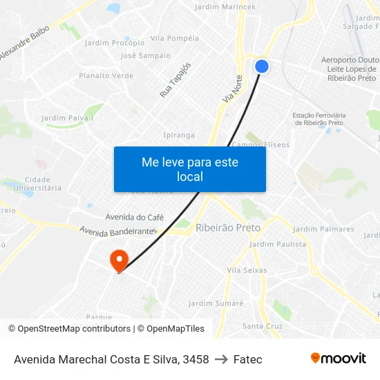 Avenida Marechal Costa E Silva, 3458 to Fatec map