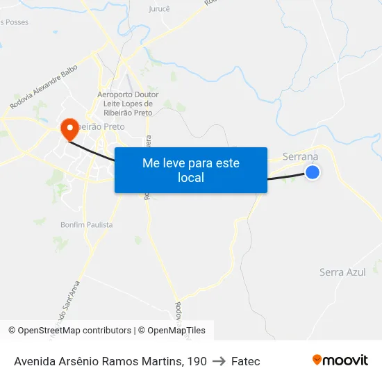 Avenida Arsênio Ramos Martins, 190 to Fatec map