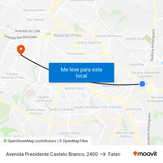 Avenida Presidente Castelo Branco, 2400 to Fatec map