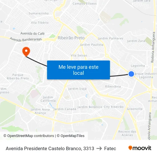 Avenida Presidente Castelo Branco, 3313 to Fatec map