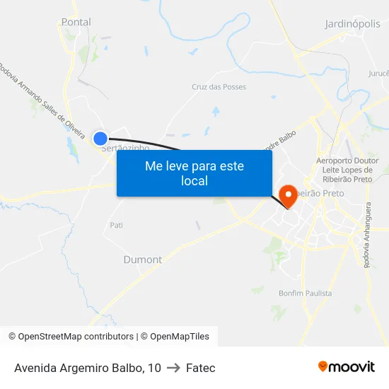 Avenida Argemiro Balbo, 10 to Fatec map