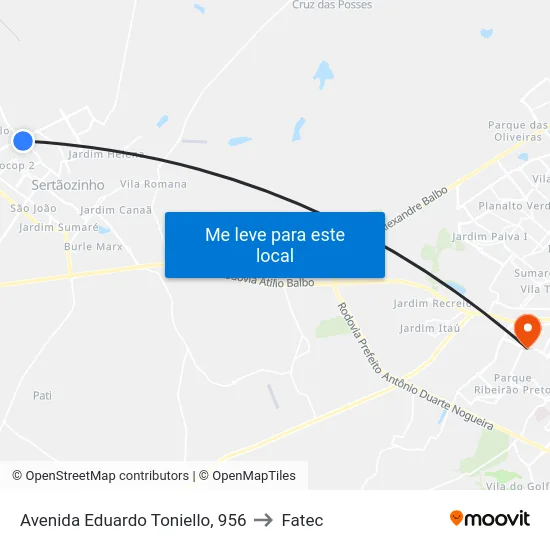 Avenida Eduardo Toniello, 956 to Fatec map