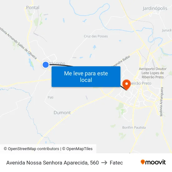 Avenida Nossa Senhora Aparecida, 560 to Fatec map