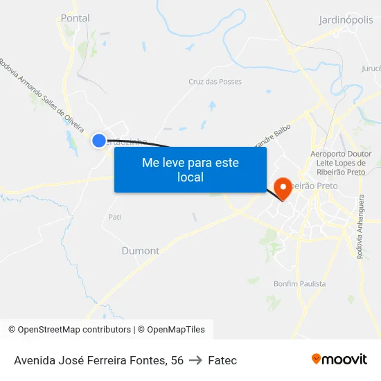 Avenida José Ferreira Fontes, 56 to Fatec map