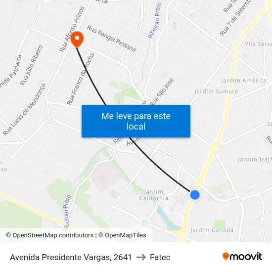 Avenida Presidente Vargas, 2641 to Fatec map